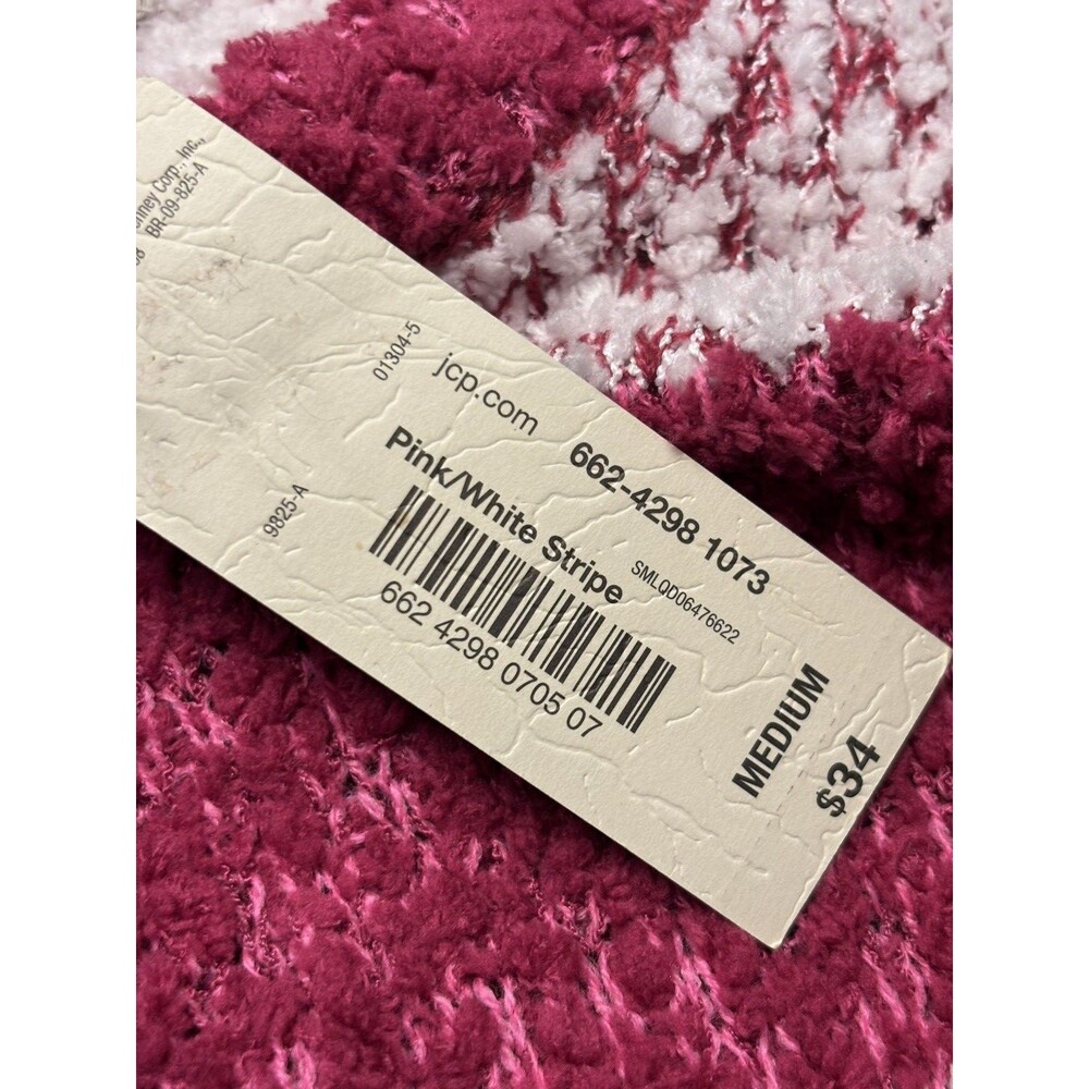 NWT Arizona Jean Co Pink & White Stripe Sweater Size M - Picture 4 of 6